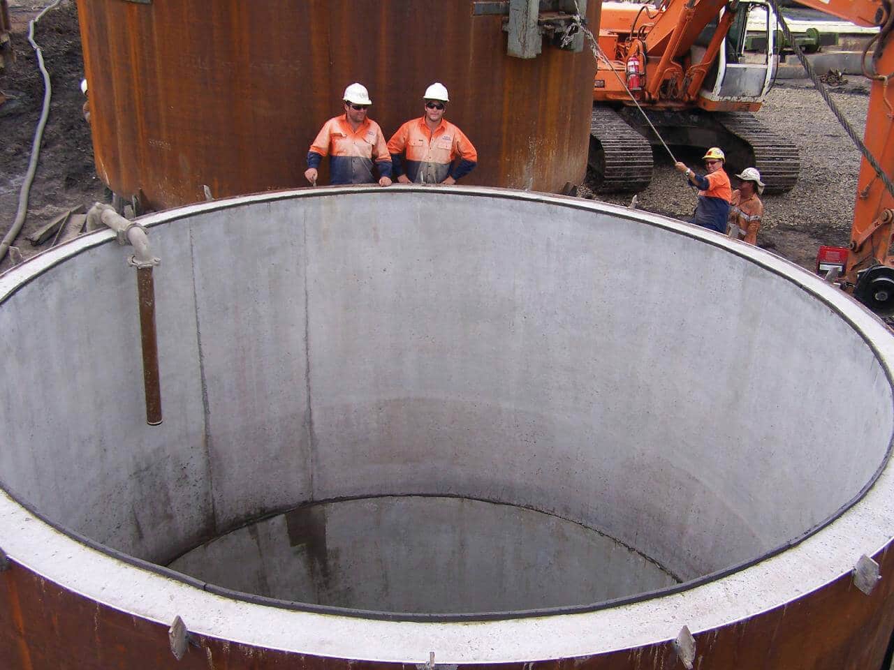 Two people standing by a liner