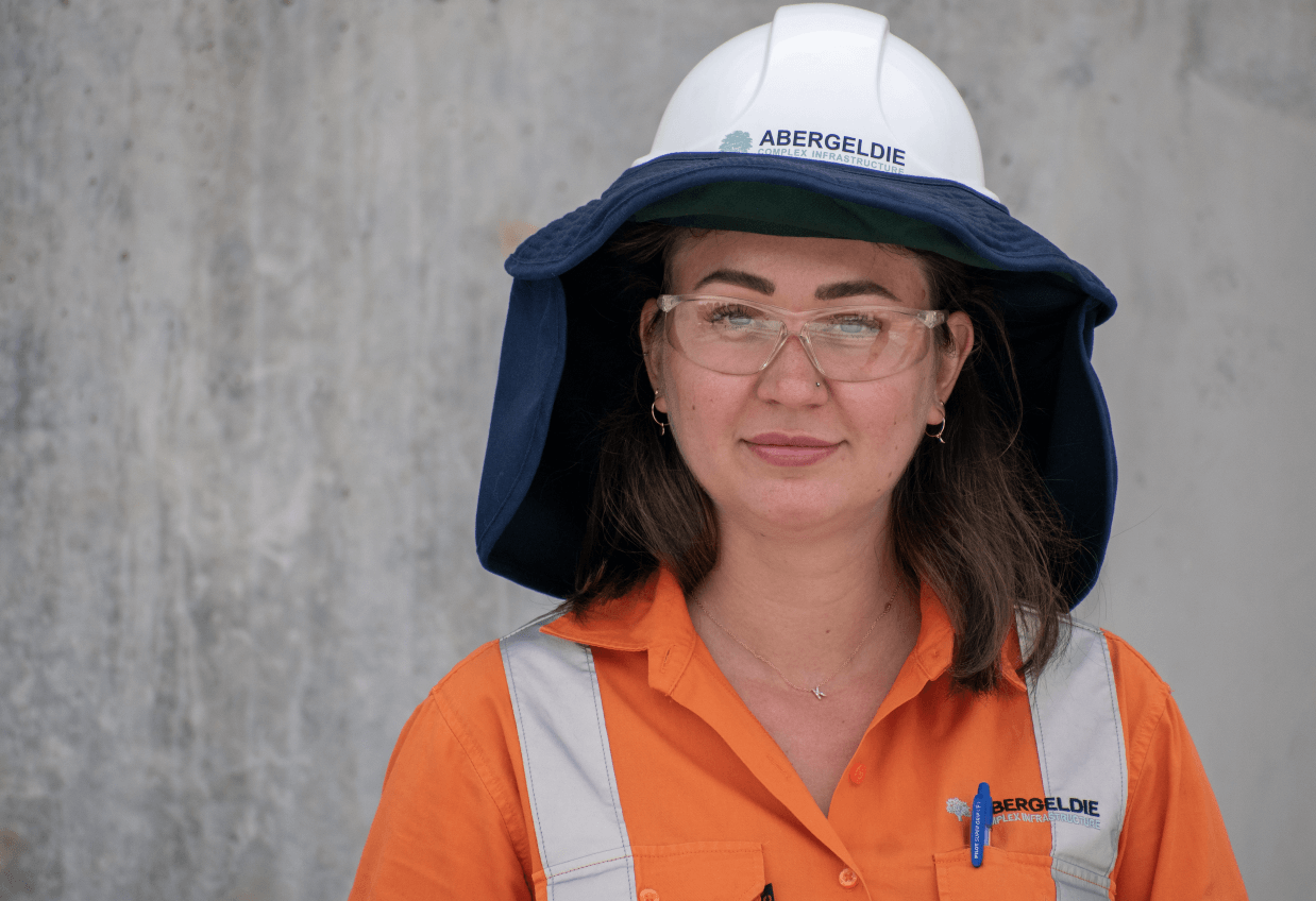 Woman standing with Abergeldie clothing